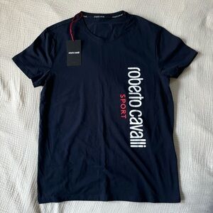 NEW WITH TAG Roberto Cavalli Sport Men’s L Basic Navy Short Sleeve